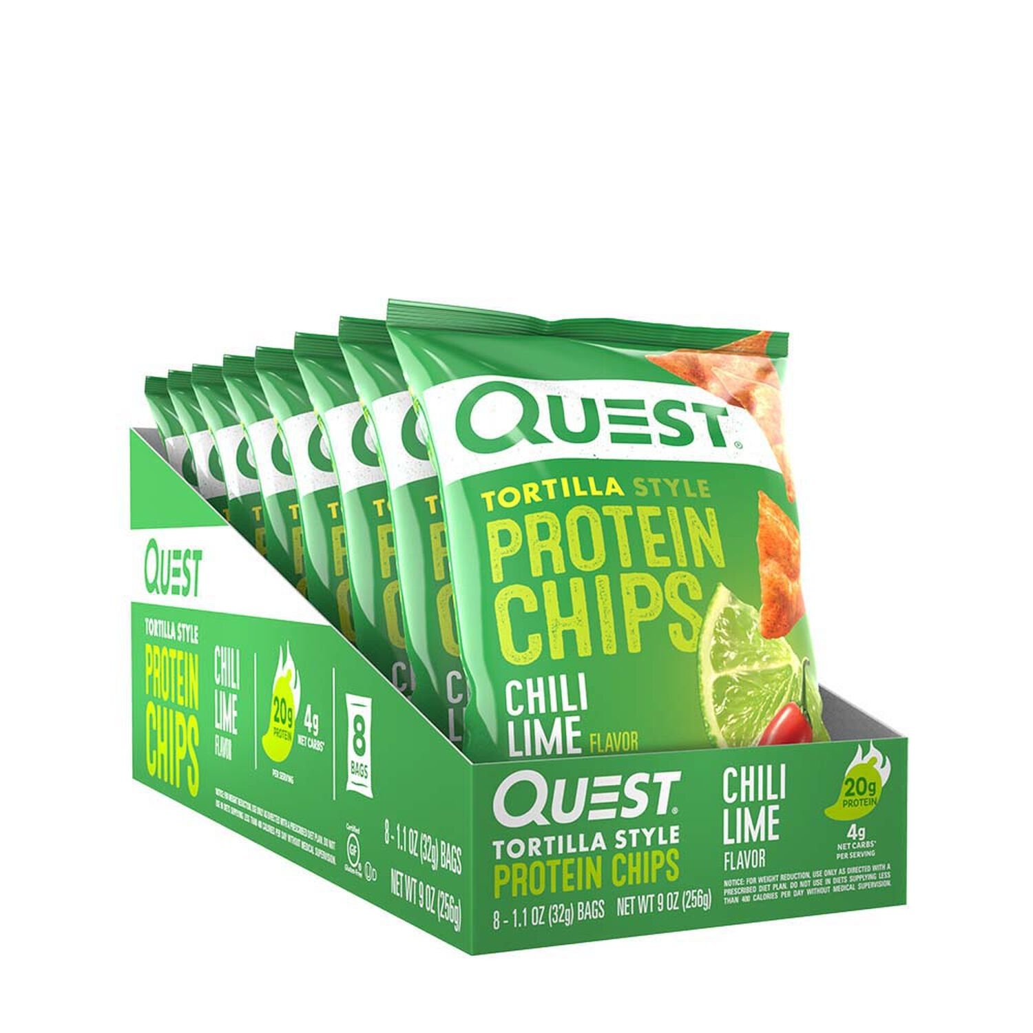 Chipsuri proteice cu aroma de chili si lime, 32 g, Quest Chipsuri proteice cu aroma de chili si lime, 32 g, Quest