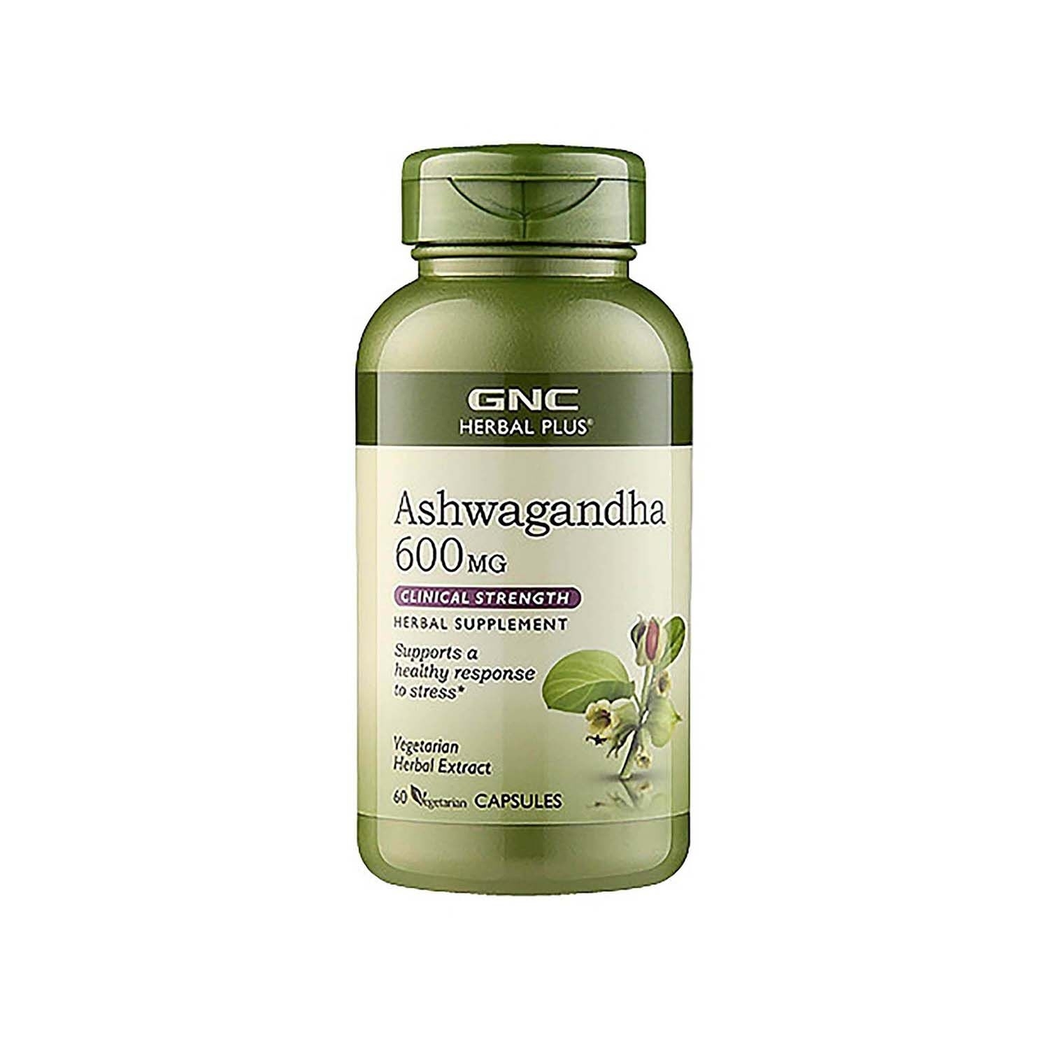 Ashwagandha 600 mg Herbal Plus, 60 capsule, GNC Ashwagandha 600 mg Herbal Plus, 60 capsule, GNC