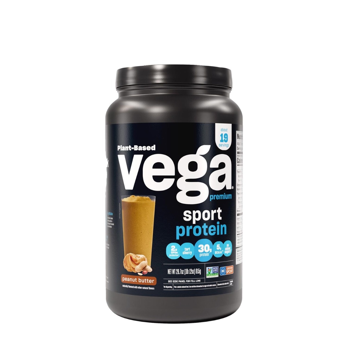 Proteina vegetala cu aroma de unt de arahide Vega Sport Premium Protein, 815 g, GNC Proteina vegetala cu aroma de unt de arahide Vega Sport Premium Protein, 815 g, GNC