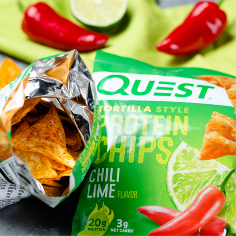 Chipsuri proteice cu aroma de chili si lime, 32 g, Quest Chipsuri proteice cu aroma de chili si lime, 32 g, Quest