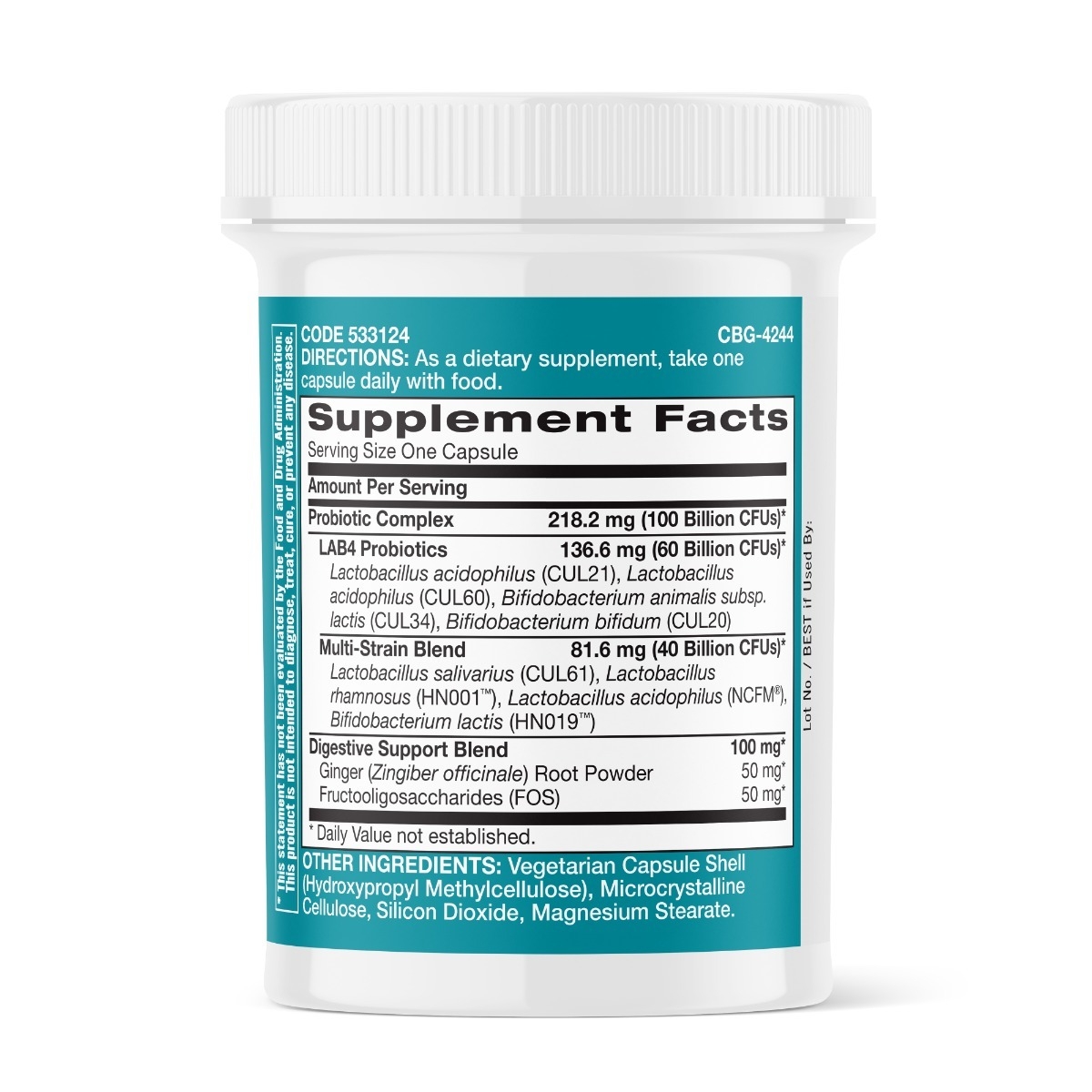 Probiotic Extra Strength Multi Strain 100 Billion CFUs, Probiotic LAB4® Studiat Clinic, 100 Miliarde Culturi Vii, 20 cps, Gut Health, GNC Probiotic Extra Strength Multi Strain 100 Billion CFUs, Probiotic LAB4® Studiat Clinic, 100 Miliarde Culturi Vii, 20 cps, Gut Health, GNC