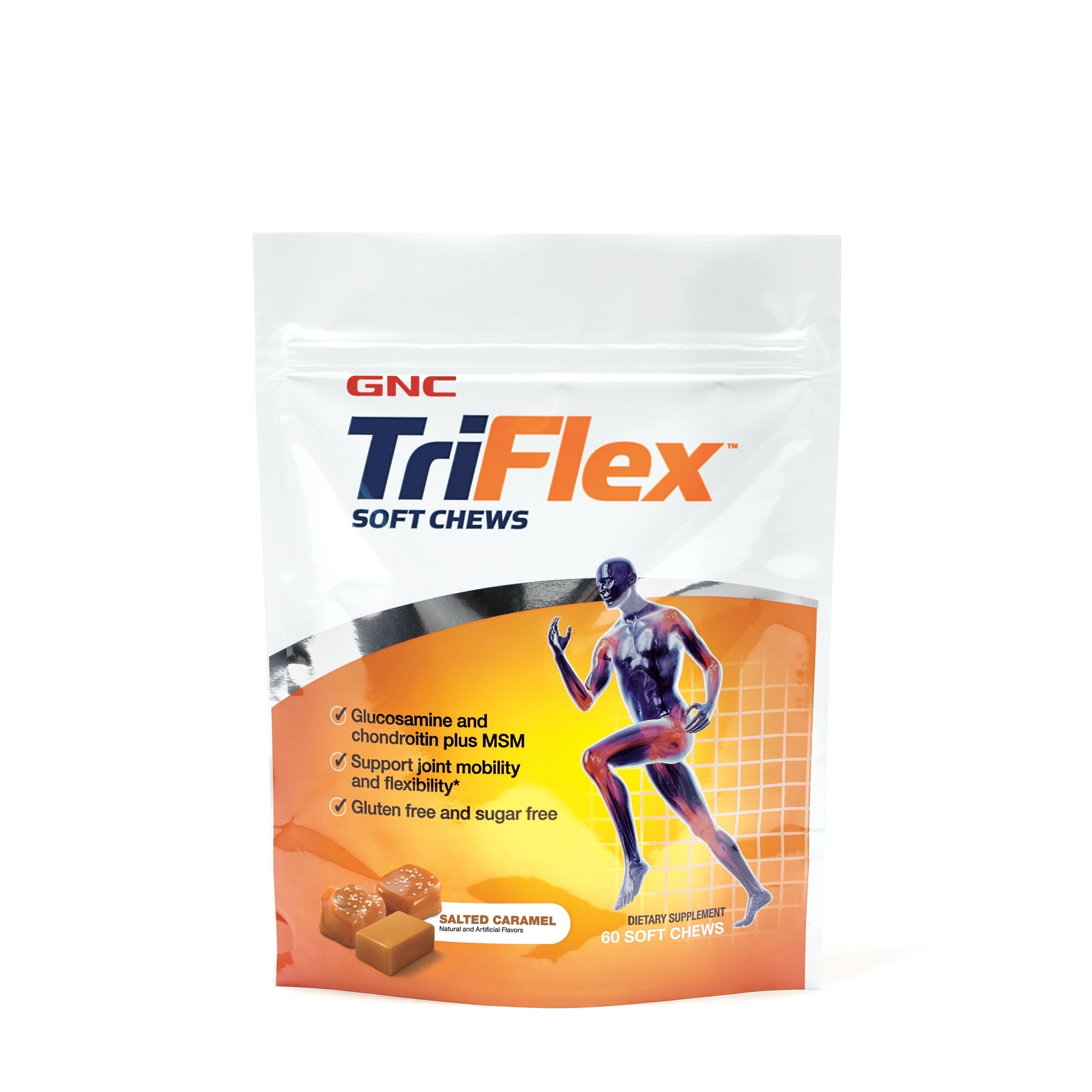 Formula pentru sanatatea articulatiilor cu aroma de caramel sarat TriFlex, 60 caramele, GNC Formula pentru sanatatea articulatiilor cu aroma de caramel sarat TriFlex, 60 caramele, GNC