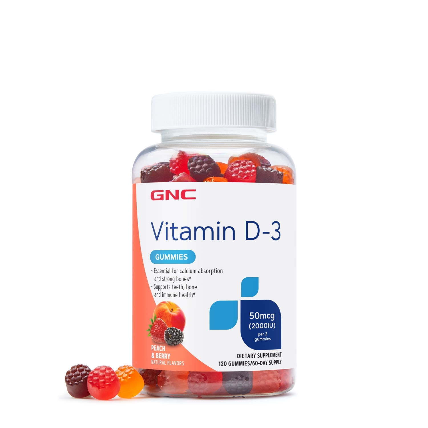 Vitamina D-3 50 mcg (2000 UI), 120 jeleuri, GNC Vitamina D-3 50 mcg (2000 UI), 120 jeleuri, GNC