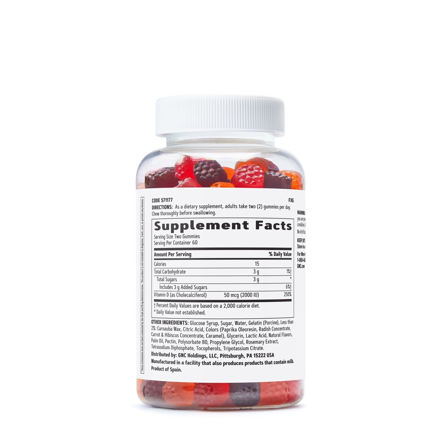 Vitamina D-3 50 mcg (2000 UI), 120 jeleuri, GNC Vitamina D-3 50 mcg (2000 UI), 120 jeleuri, GNC