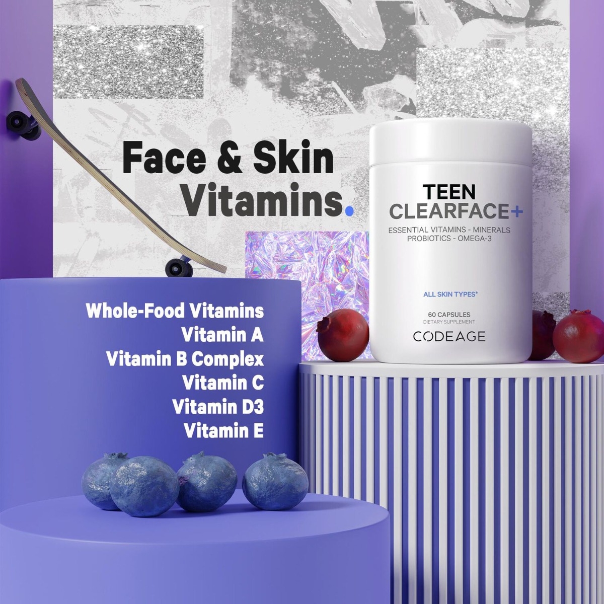 Multivitamine pentru adolescenti pentru ten sanatos CodeAge, 60 capsule, GNC Multivitamine pentru adolescenti pentru ten sanatos CodeAge, 60 capsule, GNC