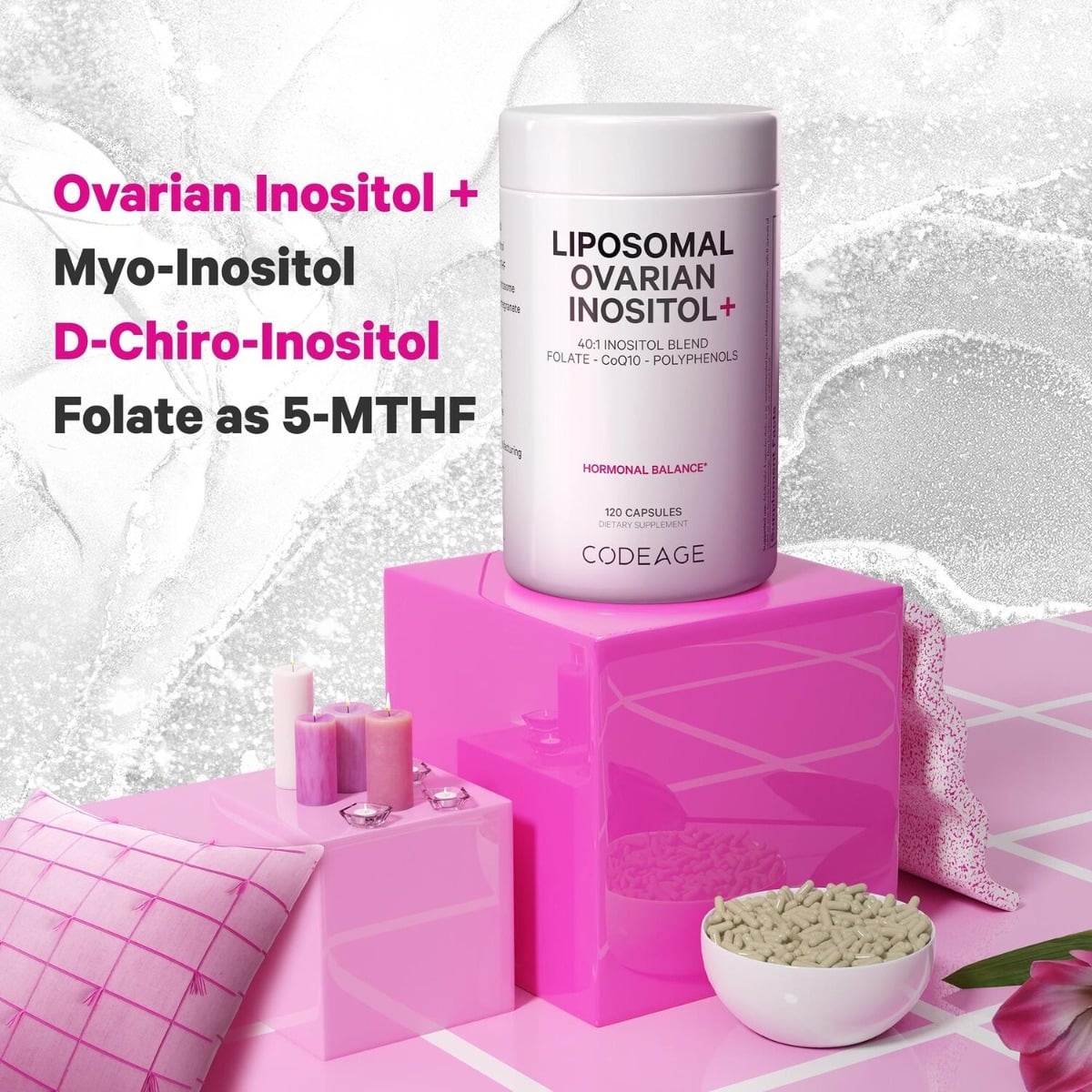 Myo-inozitol ovarian cu coenzima Q10 CodeAge, 120 capsule, GNC