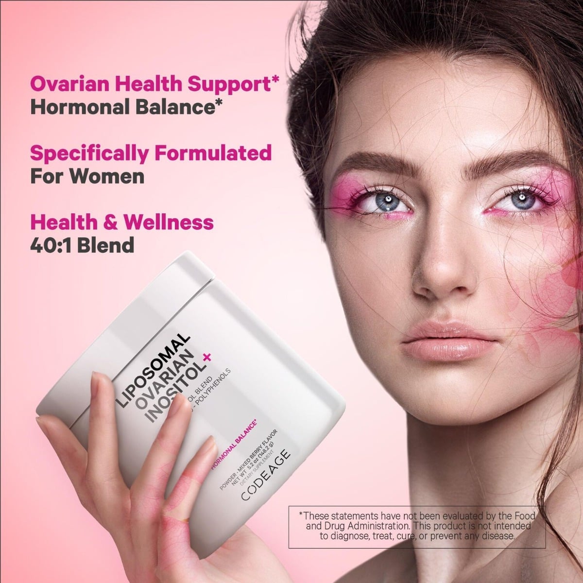 Myo-inozitol ovarian cu coenzima Q10 cu aroma de fructe de padure CodeAge, 148.2 g, GNC