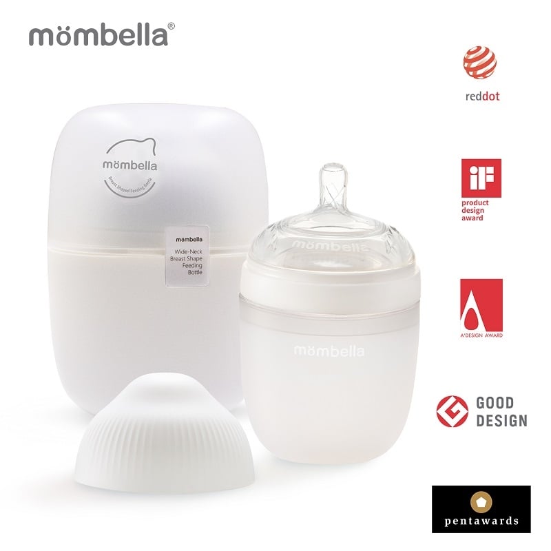 Biberon Anticolici Mombella Breast-Like, 210ml, Tetina M flux mediu, 100% Silicon, Ivory Biberon Anticolici Mombella Breast-Like, 210ml, Tetina M flux mediu, 100% Silicon, Ivory