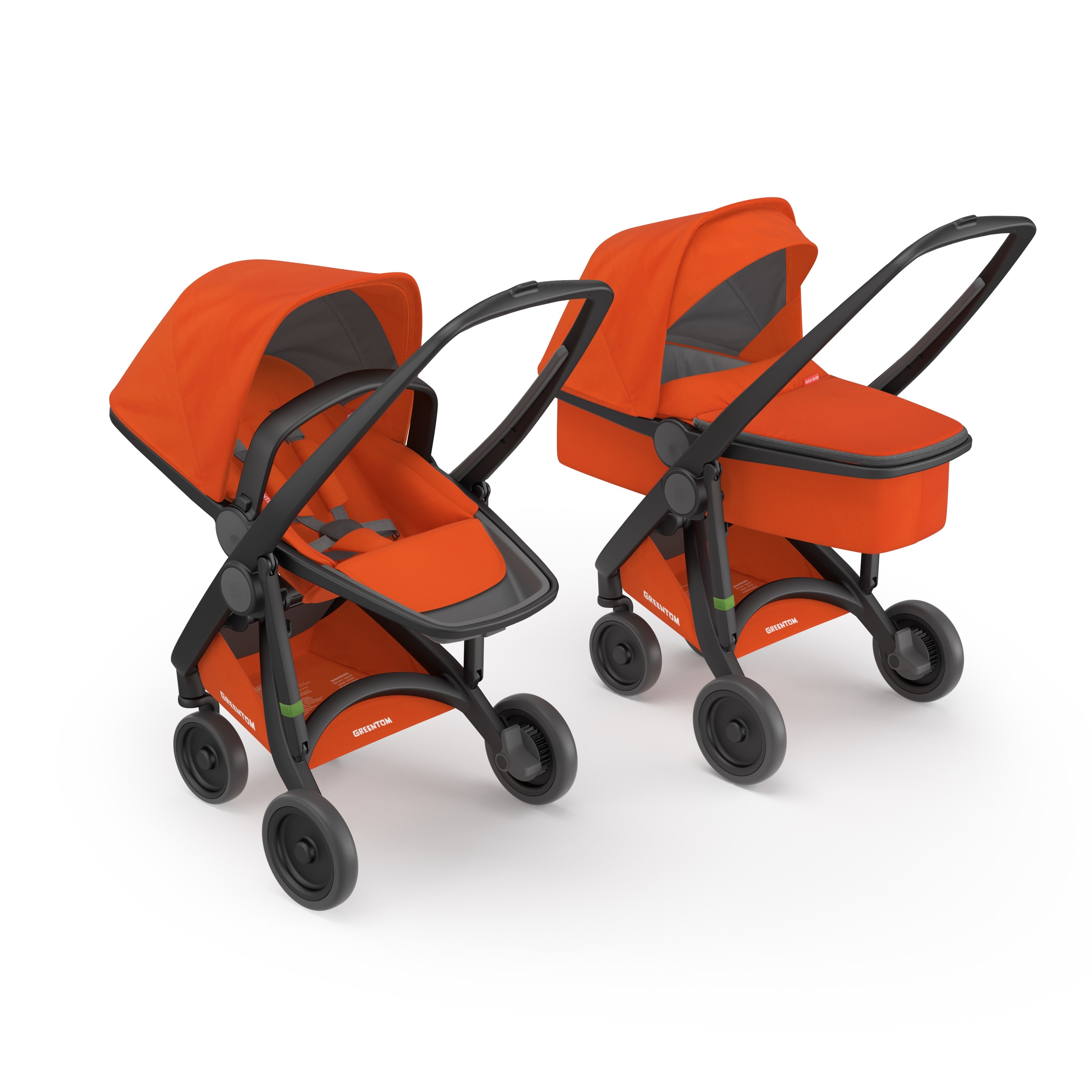 Carucior 2 in 1, Greentom, 100% Ecologic, Black Orange Carucior 2 in 1, Greentom, 100% Ecologic, Black Orange
