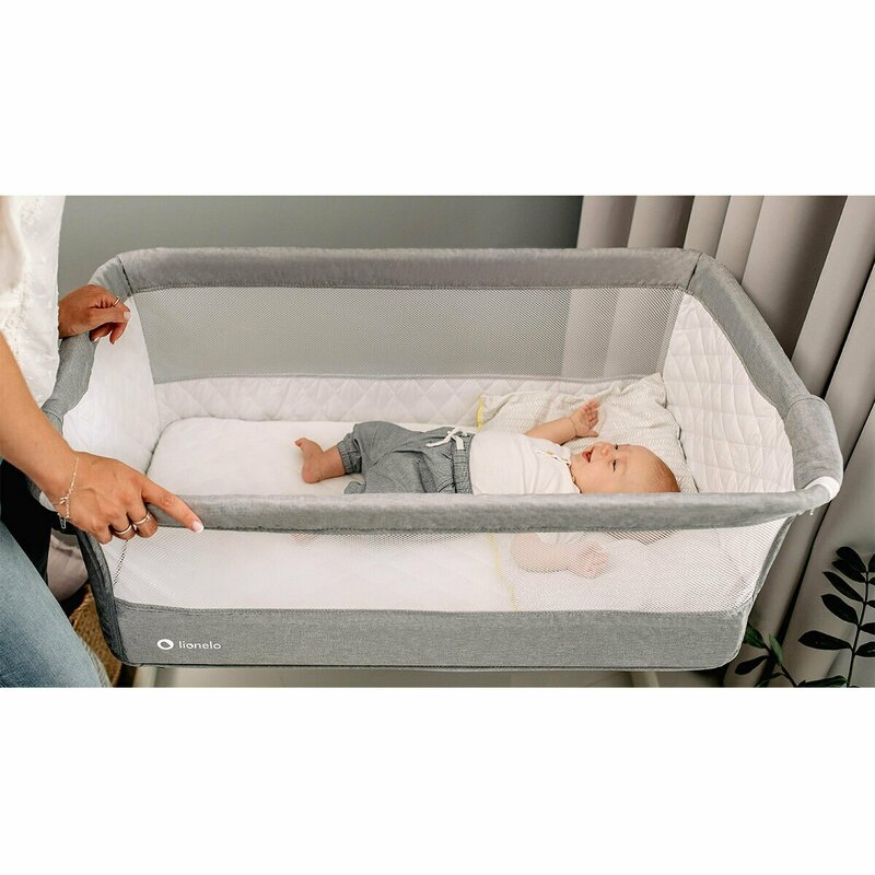 Lionelo - Patut co-sleeper Theo Dark 2 in 1, 90x50 cm, Gri Lionelo - Patut co-sleeper Theo Dark 2 in 1, 90x50 cm, Gri