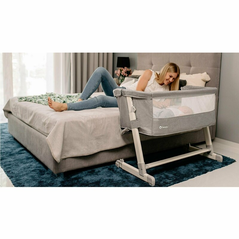 Lionelo - Patut co-sleeper Theo Dark 2 in 1, 90x50 cm, Gri Lionelo - Patut co-sleeper Theo Dark 2 in 1, 90x50 cm, Gri