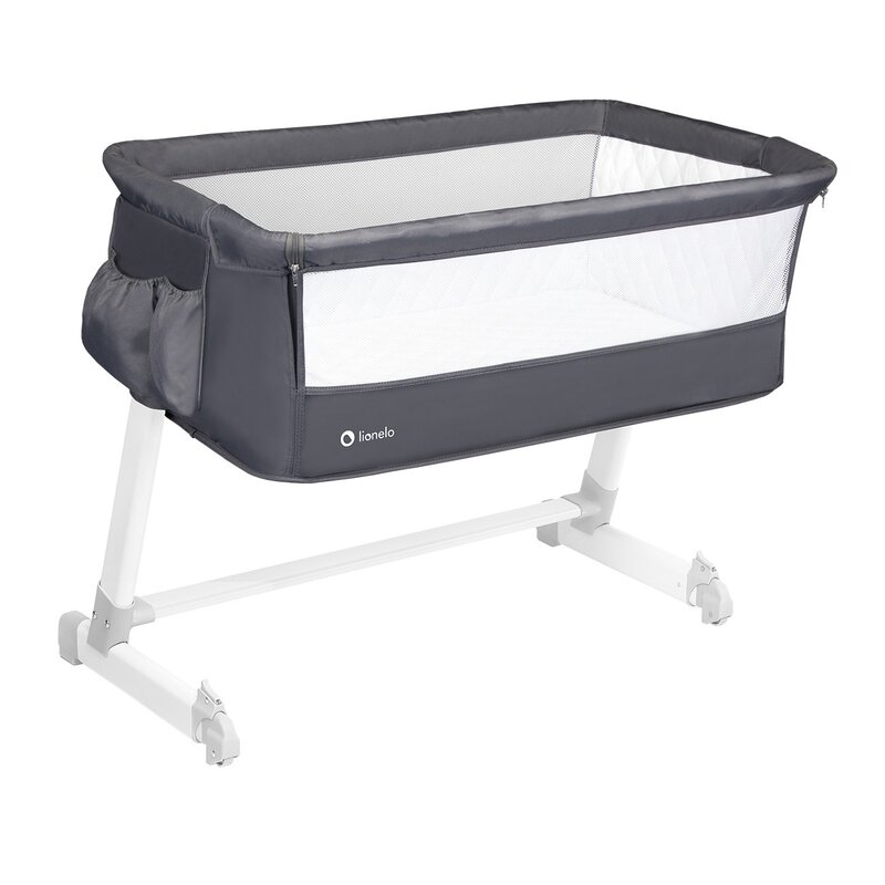 Lionelo - Patut co-sleeper Theo Dark 2 in 1, 90x50 cm, Gri Lionelo - Patut co-sleeper Theo Dark 2 in 1, 90x50 cm, Gri