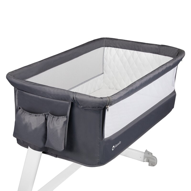 Lionelo - Patut co-sleeper Theo Dark 2 in 1, 90x50 cm, Gri Lionelo - Patut co-sleeper Theo Dark 2 in 1, 90x50 cm, Gri