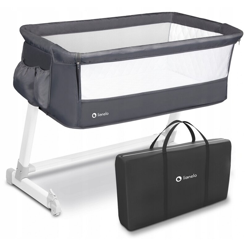 Lionelo - Patut co-sleeper Theo Dark 2 in 1, 90x50 cm, Gri Lionelo - Patut co-sleeper Theo Dark 2 in 1, 90x50 cm, Gri