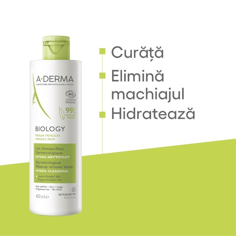 Biology lapte demachiant, 400ml, A-Derma Biology lapte demachiant, 400ml, A-Derma