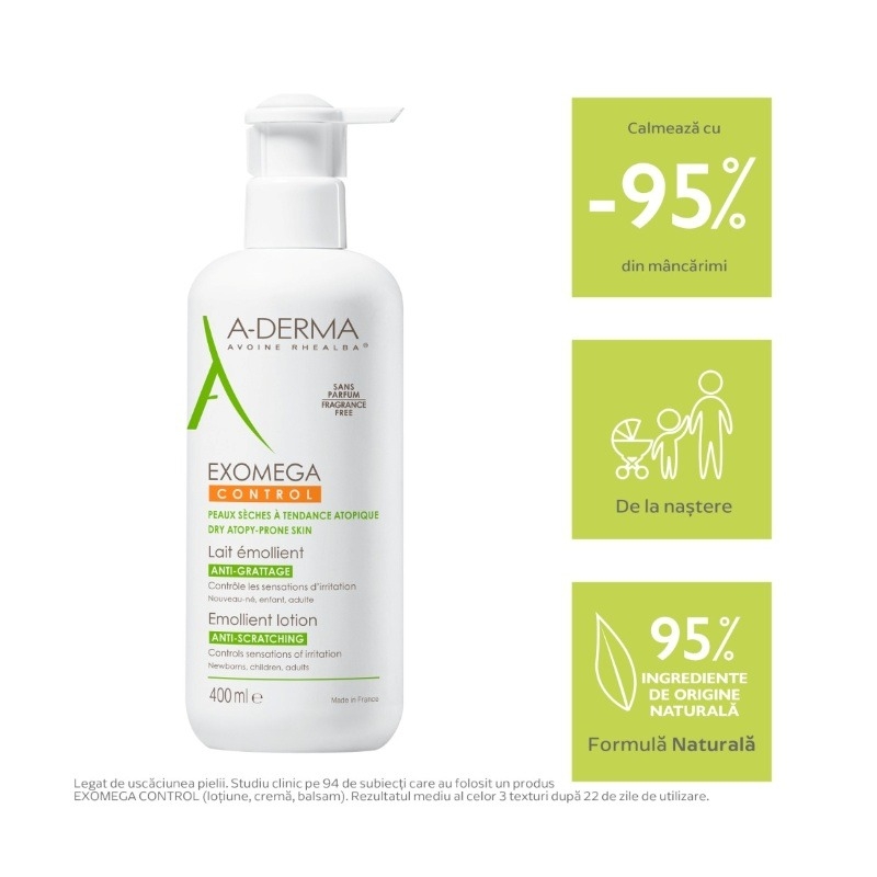 Exomega Control lapte emolient, 400ml, A-Derma Exomega Control lapte emolient, 400ml, A-Derma
