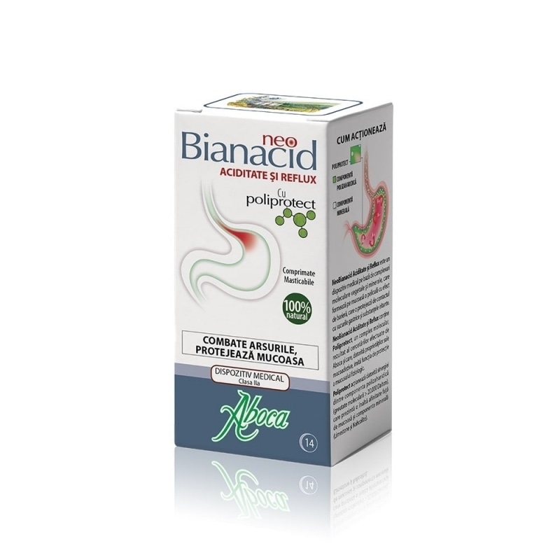 NeoBianacid cu poliprotect pentru aciditate si reflux, 14 comprimate, Aboca NeoBianacid cu poliprotect pentru aciditate si reflux, 14 comprimate, Aboca