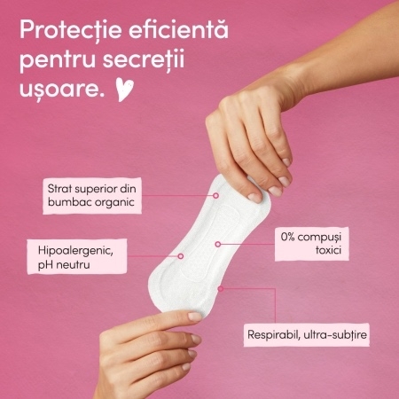 Absorbante din bumbac organic Zilnice Ultra Thin, 24 bucati, Enroush Absorbante din bumbac organic Zilnice Ultra Thin, 24 bucati, Enroush