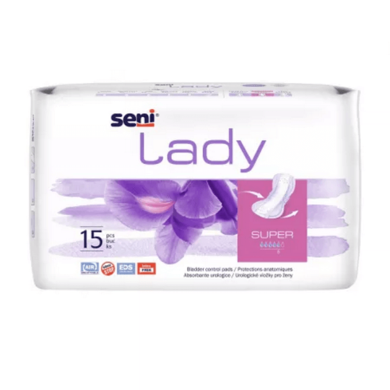 Tampoane absorbante incontinenta urinara femei de uz zilnic Lady, Super, 15 bucati, Seni Tampoane absorbante incontinenta urinara femei de uz zilnic Lady, Super, 15 bucati, Seni