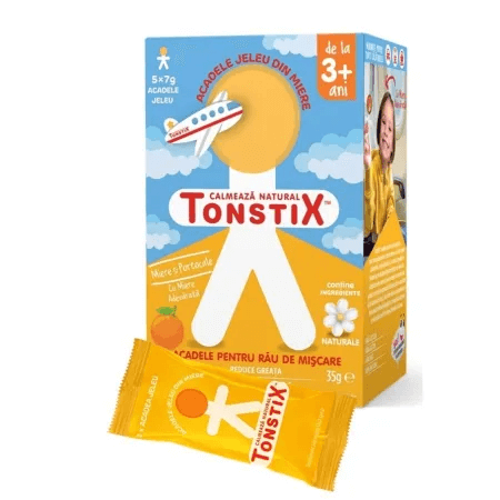 Acadele jeleu pentru rau de miscare cu miere si aroma de portocale Tonstix, 5 x 7 g, Pharmaexcell Acadele jeleu pentru rau de miscare cu miere si aroma de portocale Tonstix, 5 x 7 g, Pharmaexcell