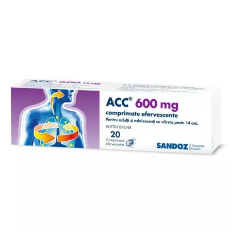 ACC 600 mg, 20 comprimate efervescente, Sandoz ACC 600 mg, 20 comprimate efervescente, Sandoz