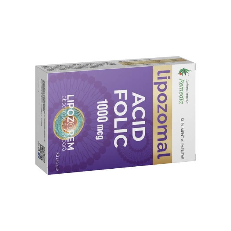 Acid folic lipozomal 1000 mcg, 30 capsule, Remedia Acid folic lipozomal 1000 mcg, 30 capsule, Remedia