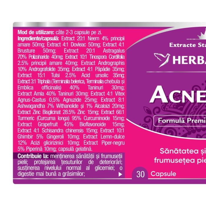 AcnePrim, 30 capsule, Herbagetica AcnePrim, 30 capsule, Herbagetica