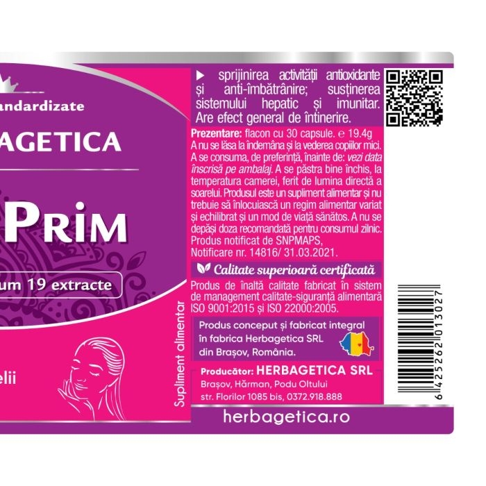 AcnePrim, 30 capsule, Herbagetica AcnePrim, 30 capsule, Herbagetica