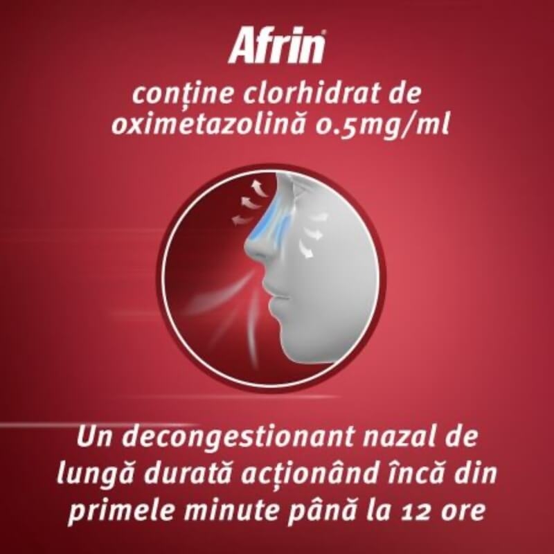 Afrin decongestionant nazal spray, 0,5 mg/ml, 15 ml, Bayer Afrin decongestionant nazal spray, 0,5 mg/ml, 15 ml, Bayer