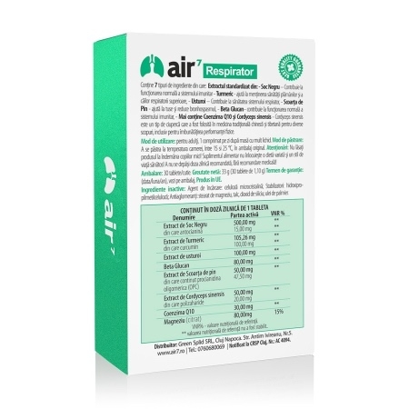 Air 7 Respirator, 30 tablete, Green Splid Air 7 Respirator, 30 tablete, Green Splid