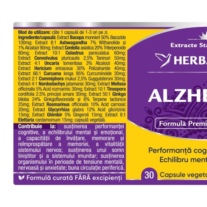 Alzheimed, 30 capsule, Herbagetica