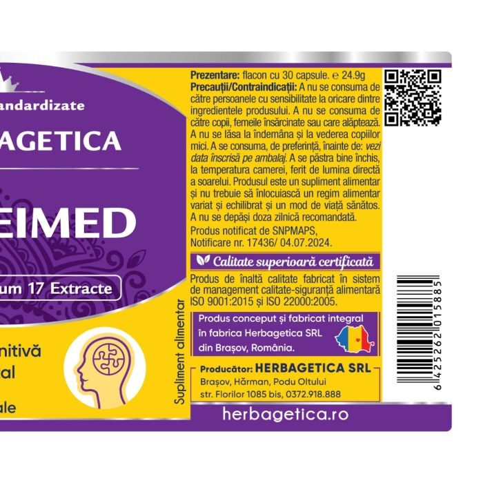 Alzheimed, 30 capsule, Herbagetica
