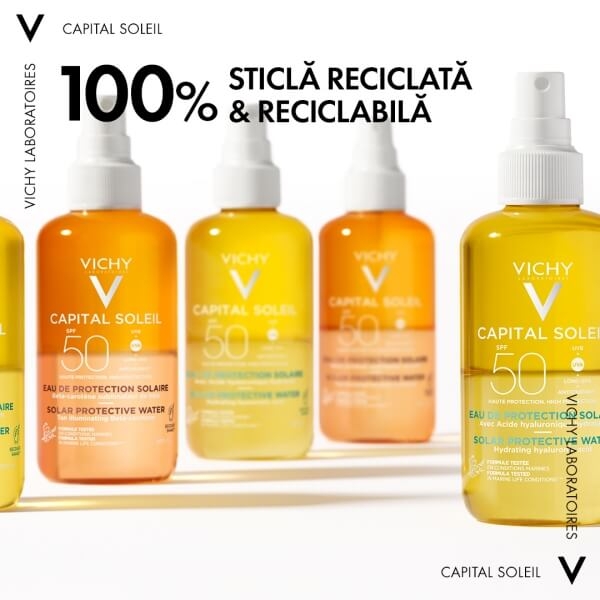 Apa cu protectie solara cu acid hialuronic SPF 50+ Capital Soleil, 200 ml, Vichy