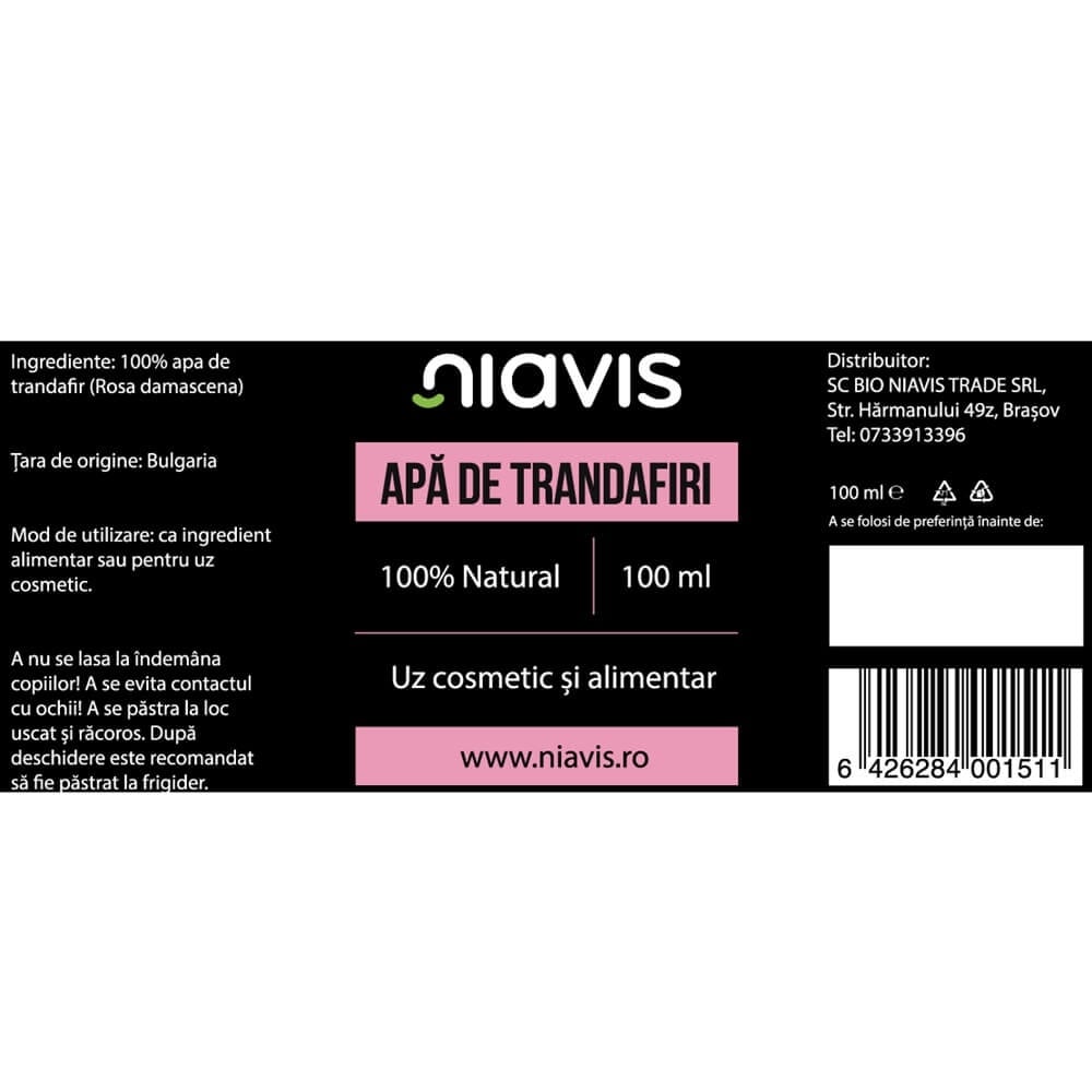 Apa de trandafiri, 100 ml, Niavis Apa de trandafiri, 100 ml, Niavis