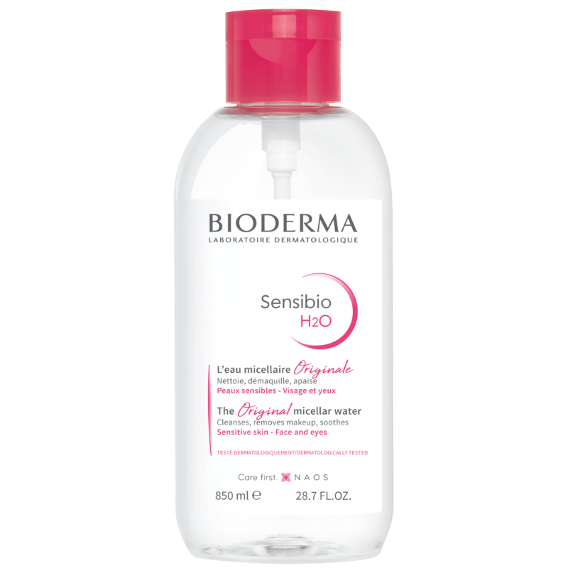 Solutie micelara cu pompa H2O Sensibio, 850 ml, Bioderma Solutie micelara cu pompa H2O Sensibio, 850 ml, Bioderma