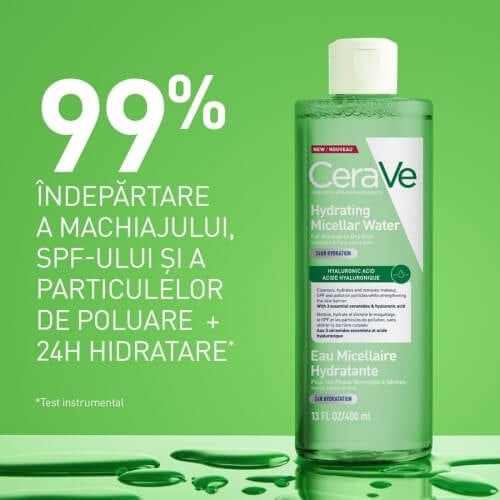 Apa micelara hidratanta pentru ten normal si uscat, 400 ml, Cerave Apa micelara hidratanta pentru ten normal si uscat, 400 ml, Cerave