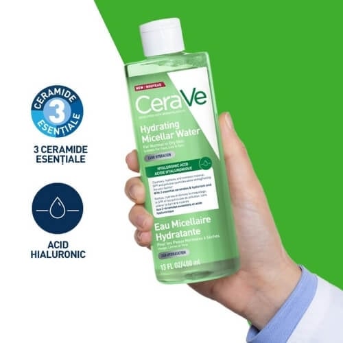 Apa micelara hidratanta pentru ten normal si uscat, 400 ml, Cerave Apa micelara hidratanta pentru ten normal si uscat, 400 ml, Cerave