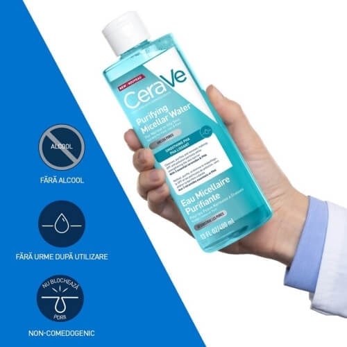 Apa micelara purifianta pentru ten normal si gras, 400 ml, Cerave Apa micelara purifianta pentru ten normal si gras, 400 ml, Cerave