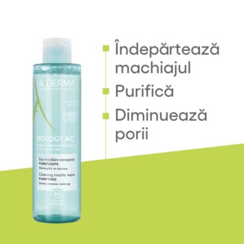 Apa micelara purificatoare Biology AC, 200 ml, A-Derma Apa micelara purificatoare Biology AC, 200 ml, A-Derma