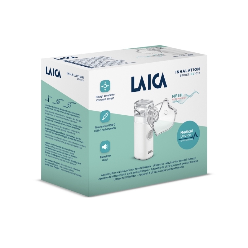 Aparat de aerosoli portabil si reincarcabil pentru adulti si copii Mesh NE1012, Laica Aparat de aerosoli portabil si reincarcabil pentru adulti si copii Mesh NE1012, Laica
