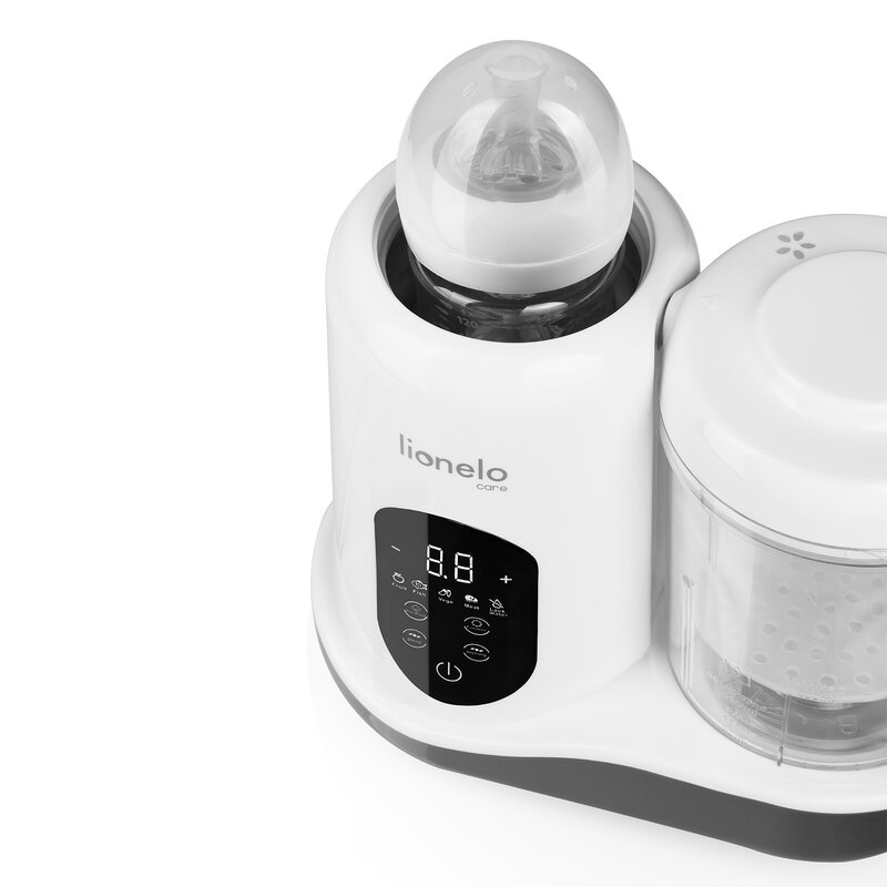 Aparat de gatit, Lionelo, BabyMenu, 5 in 1, Cu functii de gatire la abur, dezghetare, amestecare, incalzire si sterilizare, Cu recipient din tritan, Include meniu cu retete, Personalizare setari, Alb Aparat de gatit, Lionelo, BabyMenu, 5 in 1, Cu functii de gatire la abur, dezghetare, amestecare, incalzire si sterilizare, Cu recipient din tritan, Include meniu cu retete, Personalizare setari, Alb