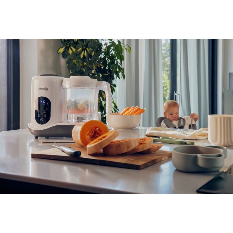Aparat de gatit, Lionelo, BabyMenu, 5 in 1, Cu functii de gatire la abur, dezghetare, amestecare, incalzire si sterilizare, Cu recipient din tritan, Include meniu cu retete, Personalizare setari, Alb Aparat de gatit, Lionelo, BabyMenu, 5 in 1, Cu functii de gatire la abur, dezghetare, amestecare, incalzire si sterilizare, Cu recipient din tritan, Include meniu cu retete, Personalizare setari, Alb