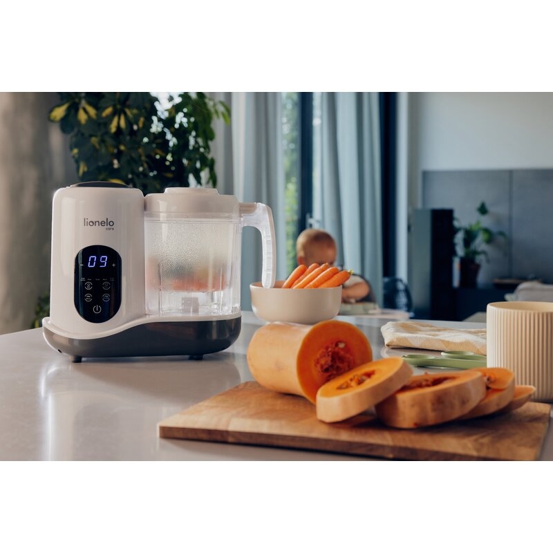 Aparat de gatit, Lionelo, BabyMenu, 5 in 1, Cu functii de gatire la abur, dezghetare, amestecare, incalzire si sterilizare, Cu recipient din tritan, Include meniu cu retete, Personalizare setari, Alb Aparat de gatit, Lionelo, BabyMenu, 5 in 1, Cu functii de gatire la abur, dezghetare, amestecare, incalzire si sterilizare, Cu recipient din tritan, Include meniu cu retete, Personalizare setari, Alb