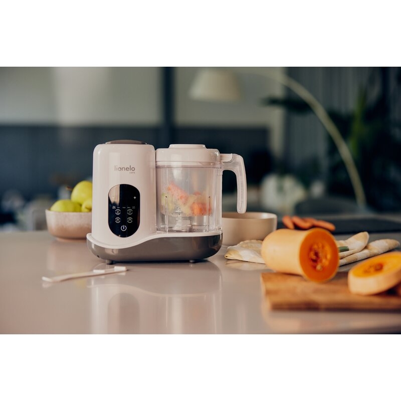 Aparat de gatit, Lionelo, BabyMenu, 5 in 1, Cu functii de gatire la abur, dezghetare, amestecare, incalzire si sterilizare, Cu recipient din tritan, Include meniu cu retete, Personalizare setari, Alb Aparat de gatit, Lionelo, BabyMenu, 5 in 1, Cu functii de gatire la abur, dezghetare, amestecare, incalzire si sterilizare, Cu recipient din tritan, Include meniu cu retete, Personalizare setari, Alb