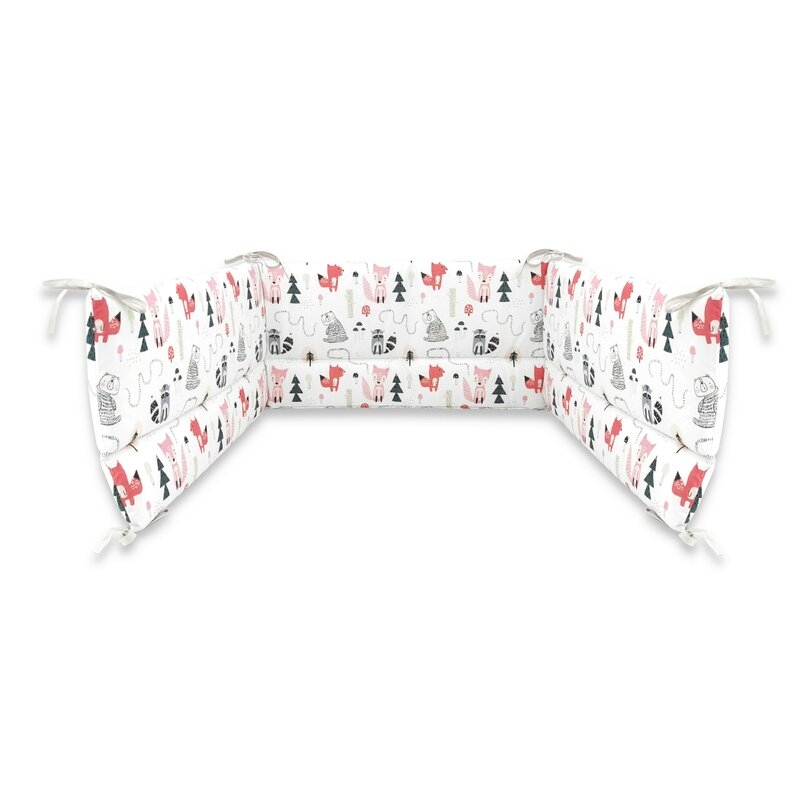 Aparatoare pentru patut, MimiNu, Din bumbac certificat Oeko Tex Standard 100, 180x30 cm, Cu panglici, Design, Fox Aparatoare pentru patut, MimiNu, Din bumbac certificat Oeko Tex Standard 100, 180x30 cm, Cu panglici, Design, Fox