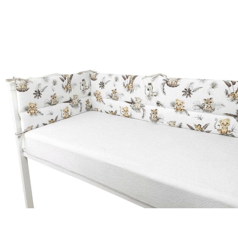 Aparatoare pentru patut, MimiNu, Din bumbac certificat Oeko Tex Standard 100, 180x30 cm, Cu panglici, Savanna Aparatoare pentru patut, MimiNu, Din bumbac certificat Oeko Tex Standard 100, 180x30 cm, Cu panglici, Savanna