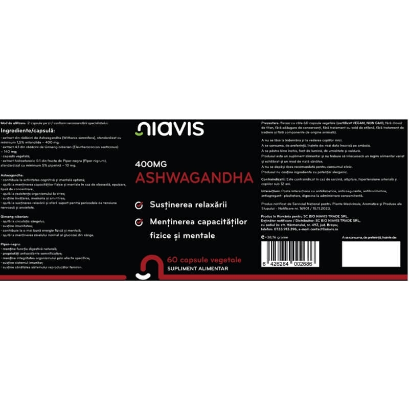 Ashwagandha, 60 capsule, Niavis Ashwagandha, 60 capsule, Niavis