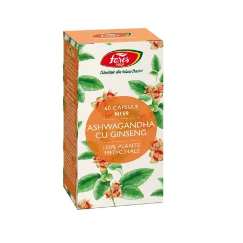 Ashwagandha cu ginseng N159, 60 capsule, Fares Ashwagandha cu ginseng N159, 60 capsule, Fares