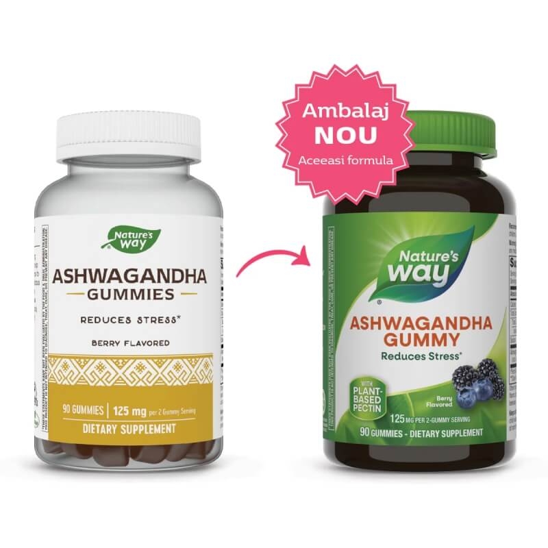 Ashwagandha Gummy Nature's Way, 125 mg, 90 jeleuri, Secom Ashwagandha Gummy Nature's Way, 125 mg, 90 jeleuri, Secom