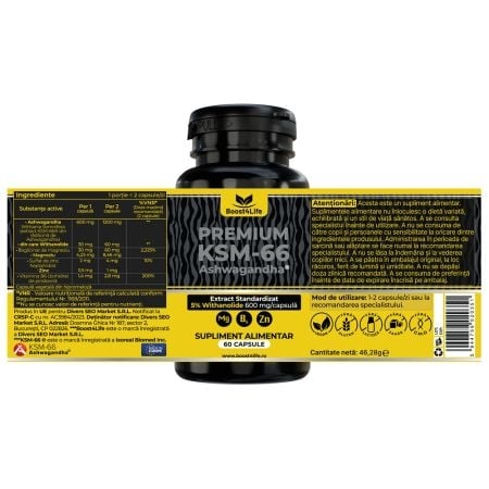 Ashwagandha KSM-66 Premium, 60 capsule, Boost4Life Ashwagandha KSM-66 Premium, 60 capsule, Boost4Life